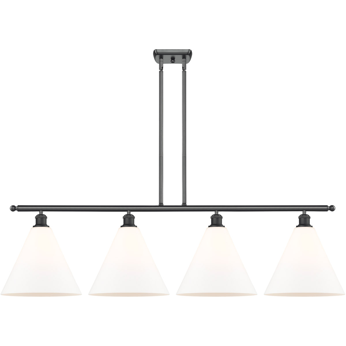 Innovations Lighting 516-4I-BK-GBC-121 Ballston Ballston Cone 4 Light 50 inch Matte Black Island Light Ceiling Light in Matte White Glass