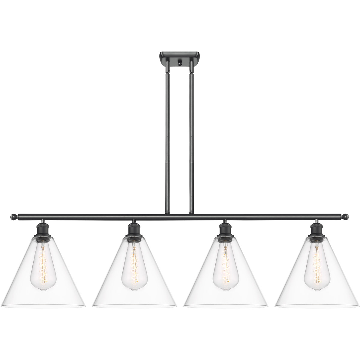 Innovations Lighting 516-4I-BK-GBC-122 Ballston Ballston Cone 4 Light 50 inch Matte Black Island Light Ceiling Light in Clear Glass