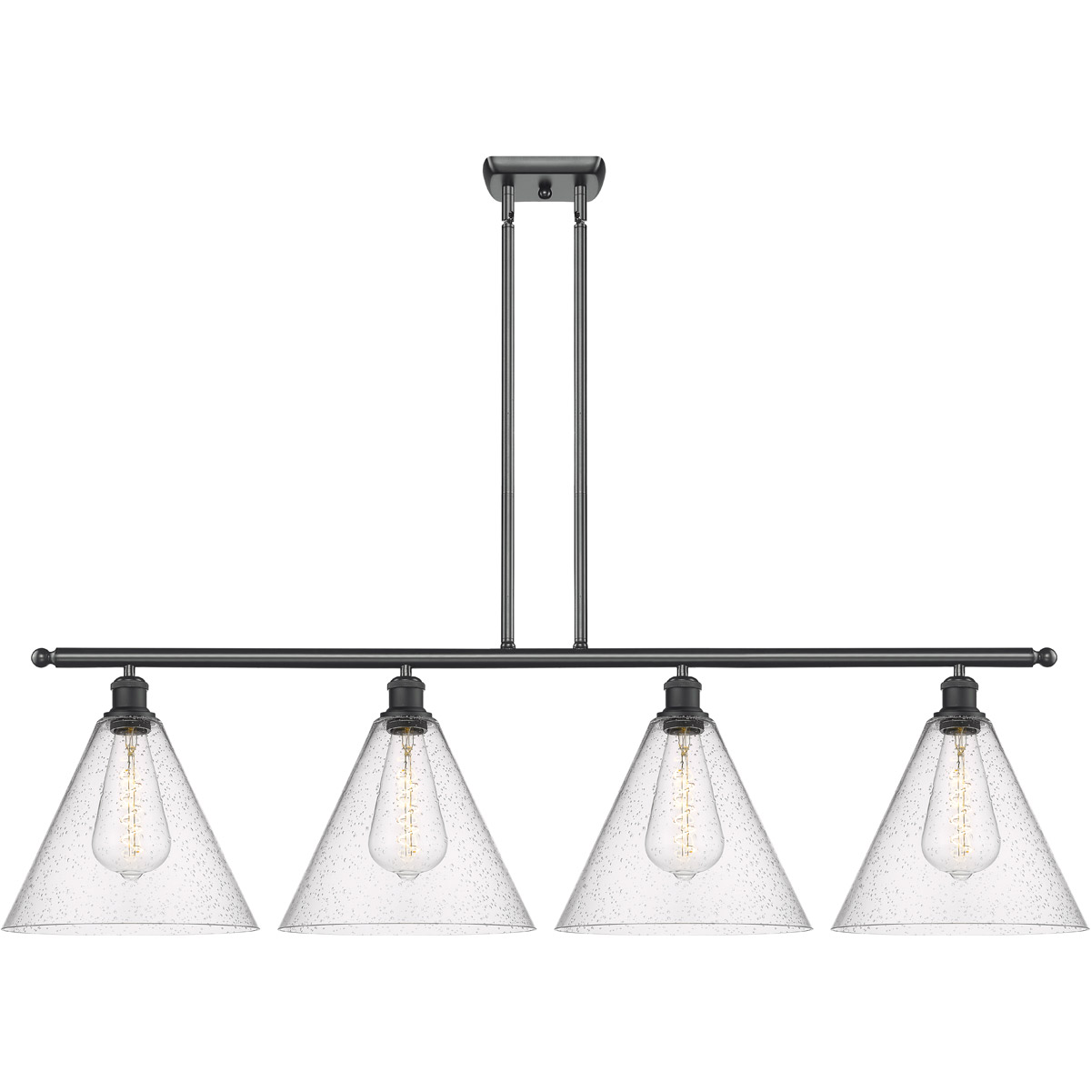 Innovations Lighting 516-4I-BK-GBC-124 Ballston Ballston Cone 4 Light 50 inch Matte Black Island Light Ceiling Light in Seedy Glass