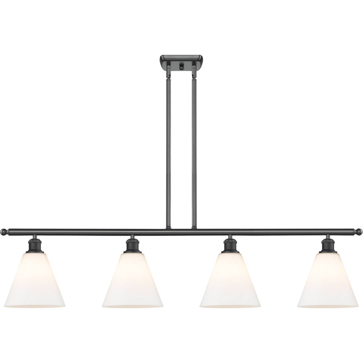 Innovations Lighting 516-4I-BK-GBC-81 Ballston Ballston Cone 4 Light 48 inch Matte Black Island Light Ceiling Light in Matte White Glass