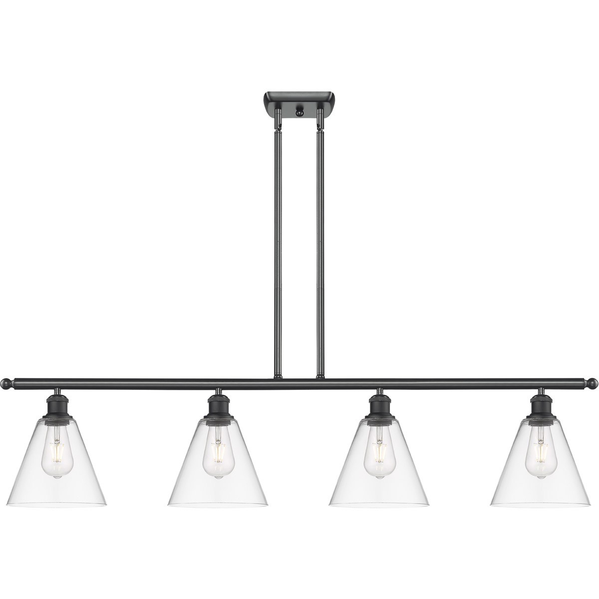 Innovations Lighting 516-4I-BK-GBC-82 Ballston Ballston Cone 4 Light 48 inch Matte Black Island Light Ceiling Light in Clear Glass