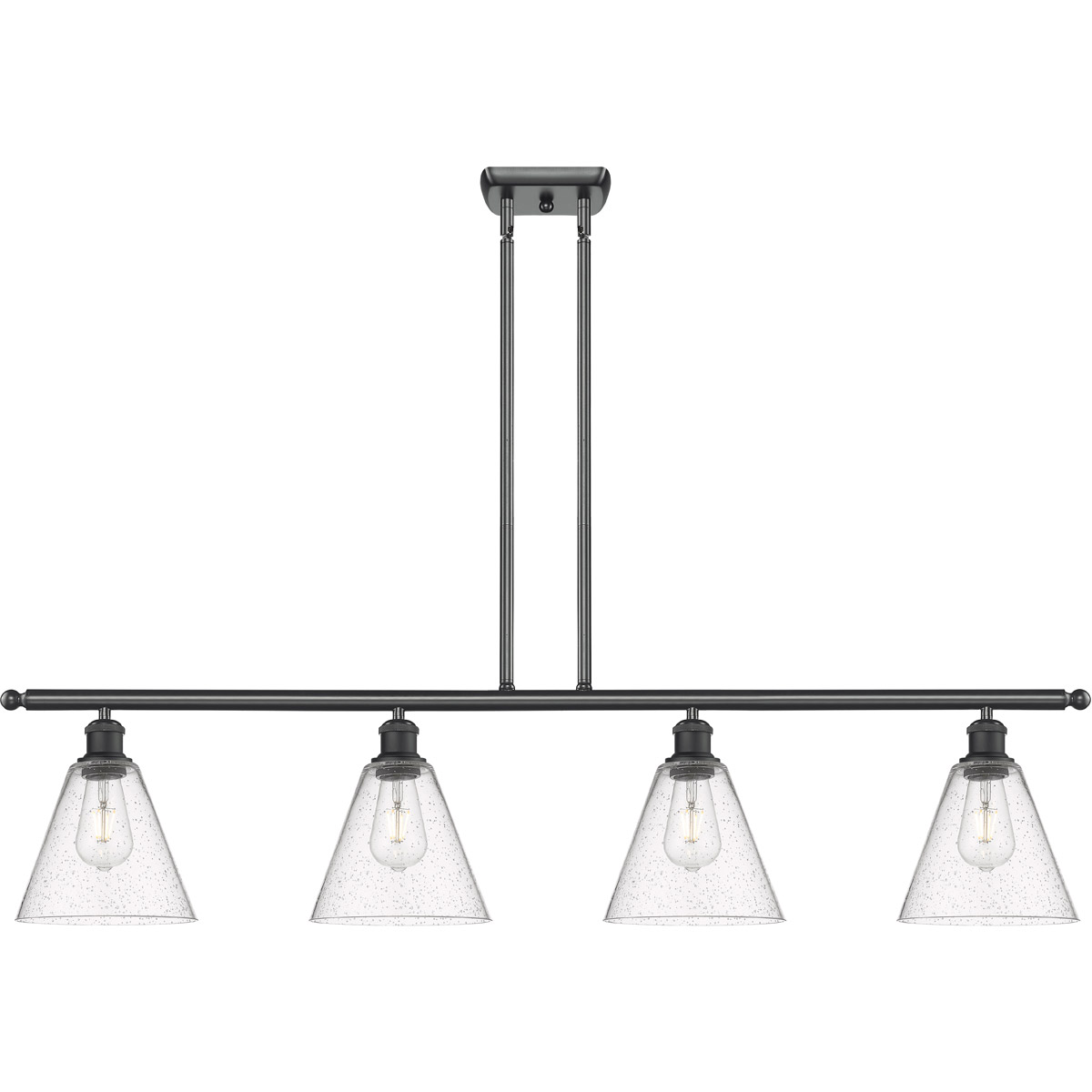 Innovations Lighting 516-4I-BK-GBC-84 Ballston Ballston Cone 4 Light 48 inch Matte Black Island Light Ceiling Light in Seedy Glass