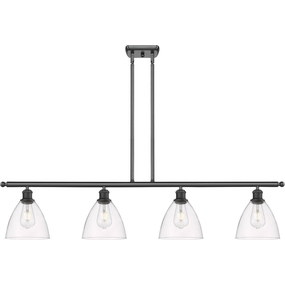 Innovations Lighting 516-4I-BK-GBD-752 Ballston Ballston Dome 4 Light 48 inch Matte Black Island Light Ceiling Light in Clear Glass