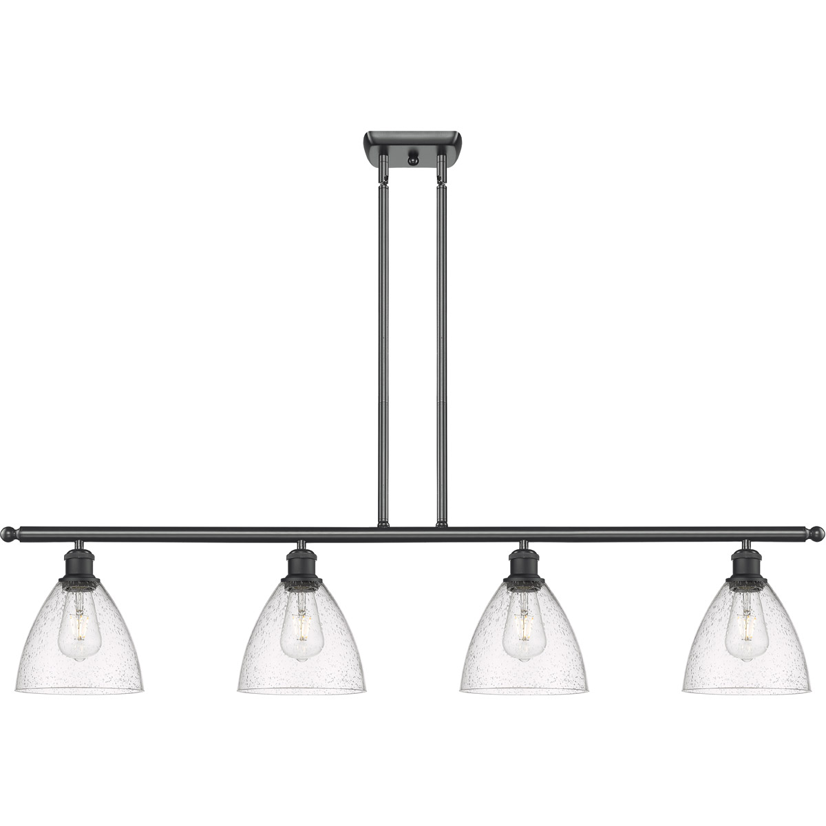 Innovations Lighting 516-4I-BK-GBD-754 Ballston Ballston Dome 4 Light 48 inch Matte Black Island Light Ceiling Light in Seedy Glass