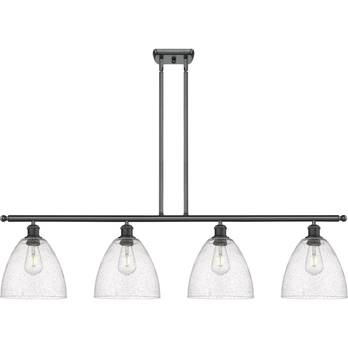 Innovations Lighting 516-4I-BK-GBD-94 Ballston Ballston Dome 4 Light 48 inch Matte Black Island Light Ceiling Light in Seedy Glass