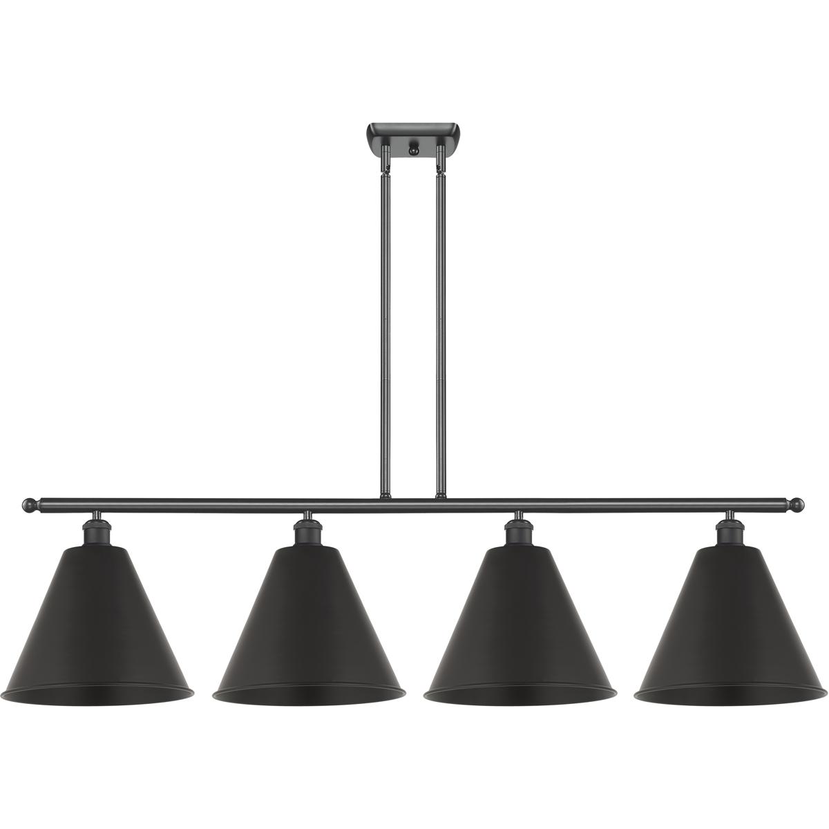 Innovations Lighting 516-4I-BK-MBC-12-BK Ballston Cone 4 Light 50 inch Matte Black Island Light Ceiling Light