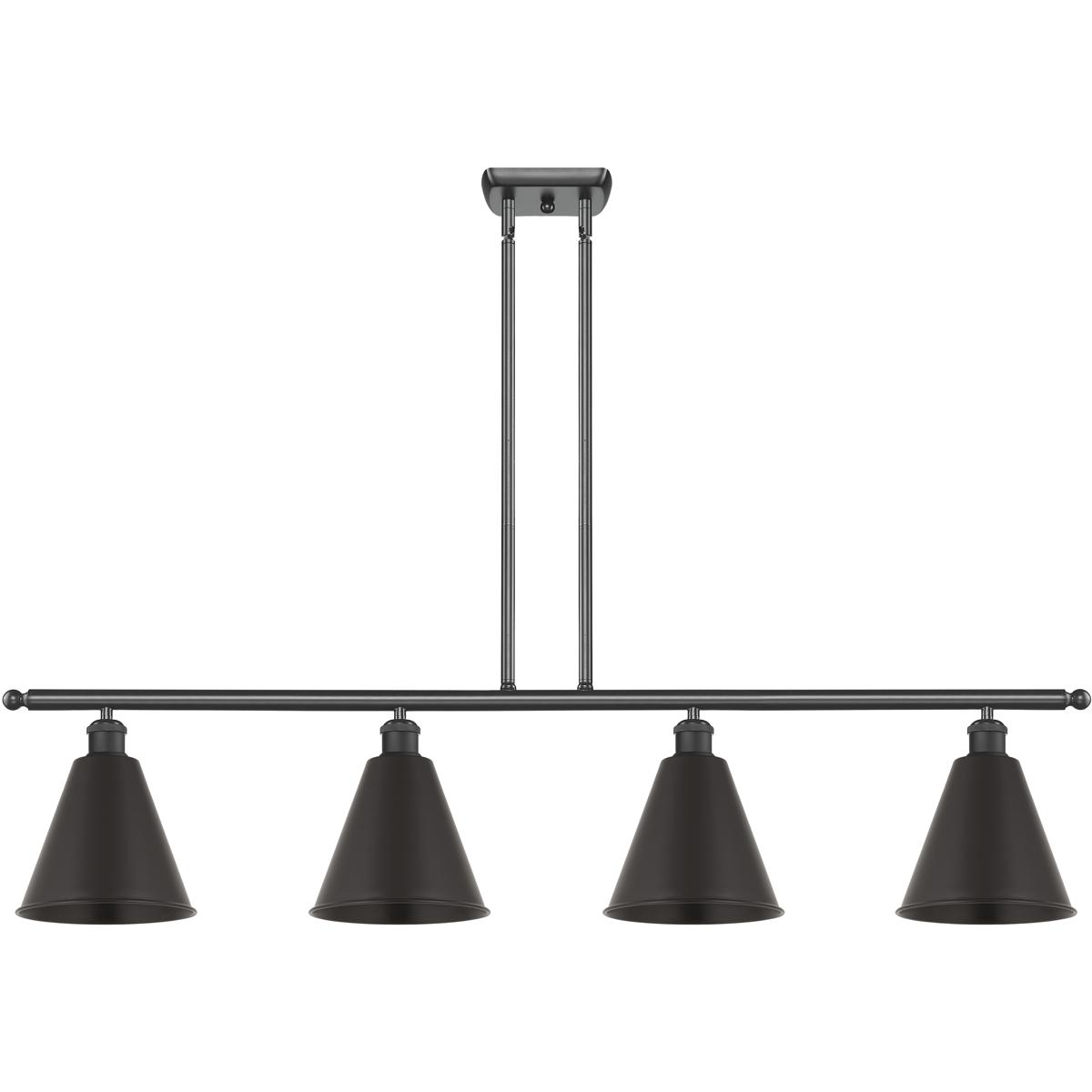 Innovations Lighting 516-4I-BK-MBC-8-BK Ballston Cone 4 Light 48 inch Matte Black Island Light Ceiling Light