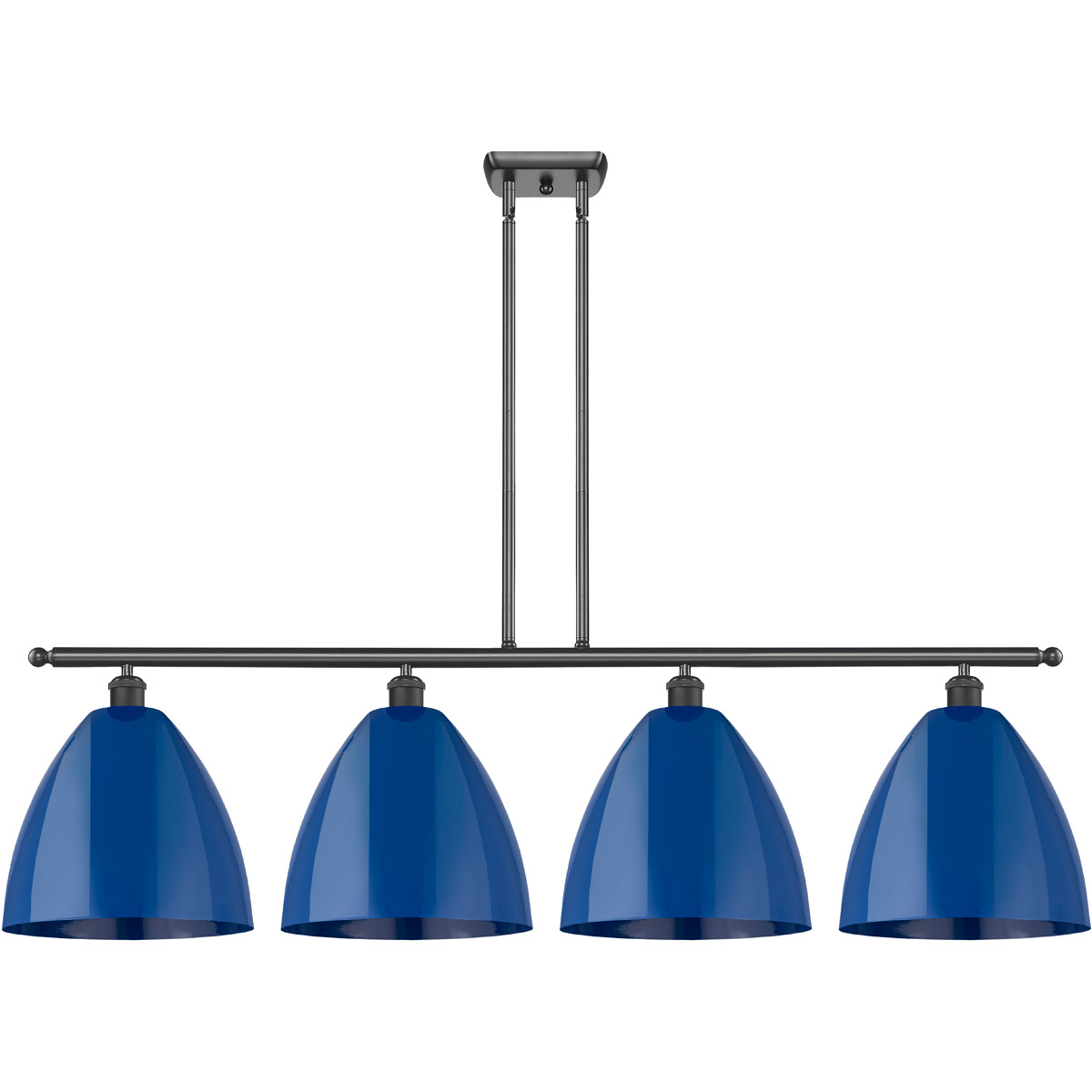 Innovations Lighting 516-4I-BK-MBD-12-BL-LED Ballston Plymouth Dome LED 50.25 inch Matte Black Island Light Ceiling Light in Matte Blue