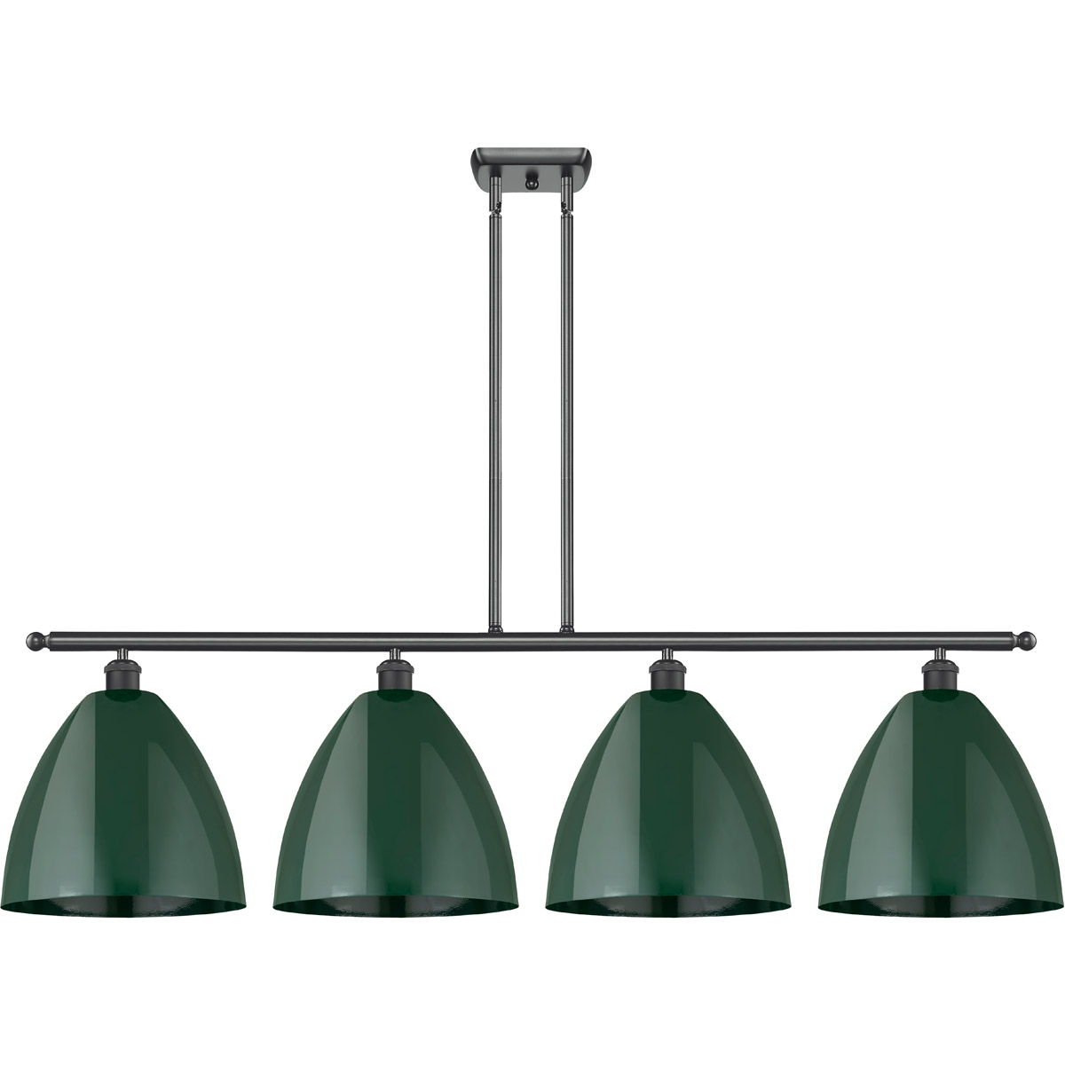 Innovations Lighting 516-4I-BK-MBD-12-GR Ballston Plymouth Dome 4 Light 50 inch Matte Black Island Light Ceiling Light in Matte Green