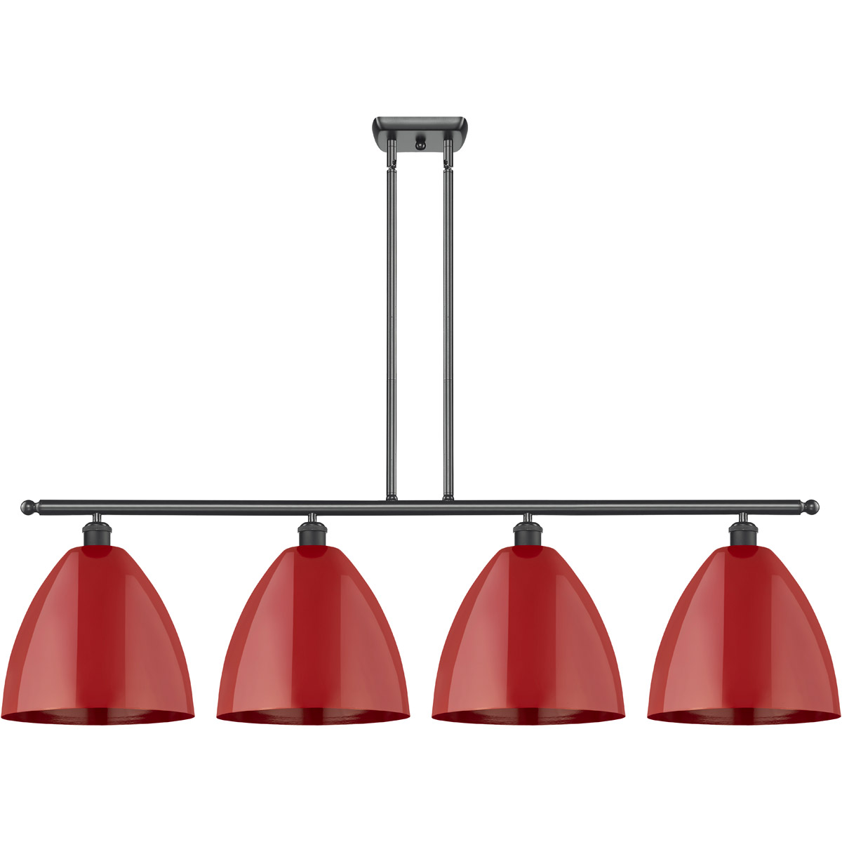 Innovations Lighting 516-4I-BK-MBD-12-RD Ballston Plymouth Dome 4 Light 50 inch Matte Black Island Light Ceiling Light in Matte Red