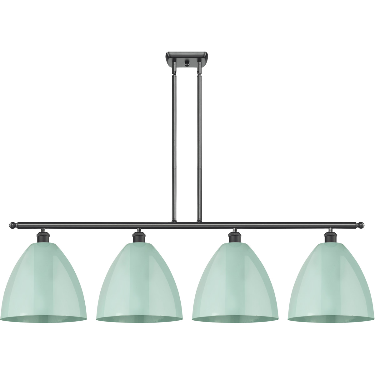 Innovations Lighting 516-4I-BK-MBD-12-SF Ballston Plymouth Dome 4 Light 50 inch Matte Black Island Light Ceiling Light in Matte Seafoam