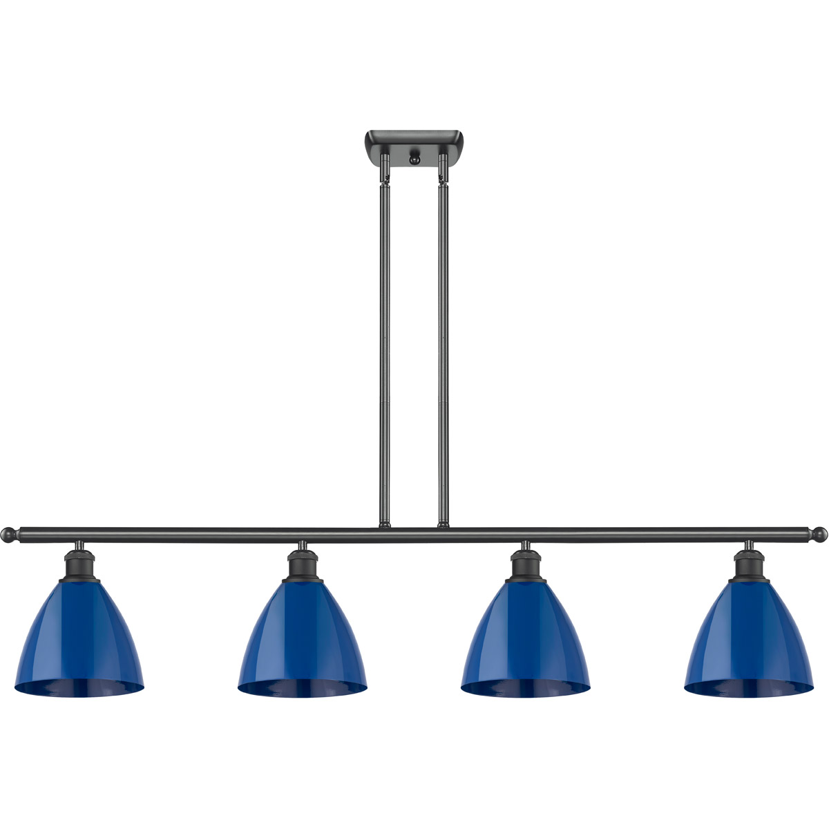 Innovations Lighting 516-4I-BK-MBD-75-BL-LED Ballston Plymouth Dome LED 48 inch Matte Black Island Light Ceiling Light in Matte Blue