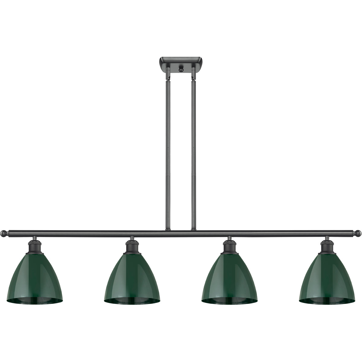 Innovations Lighting 516-4I-BK-MBD-75-GR Ballston Plymouth Dome 4 Light 48 inch Matte Black Island Light Ceiling Light in Matte Green