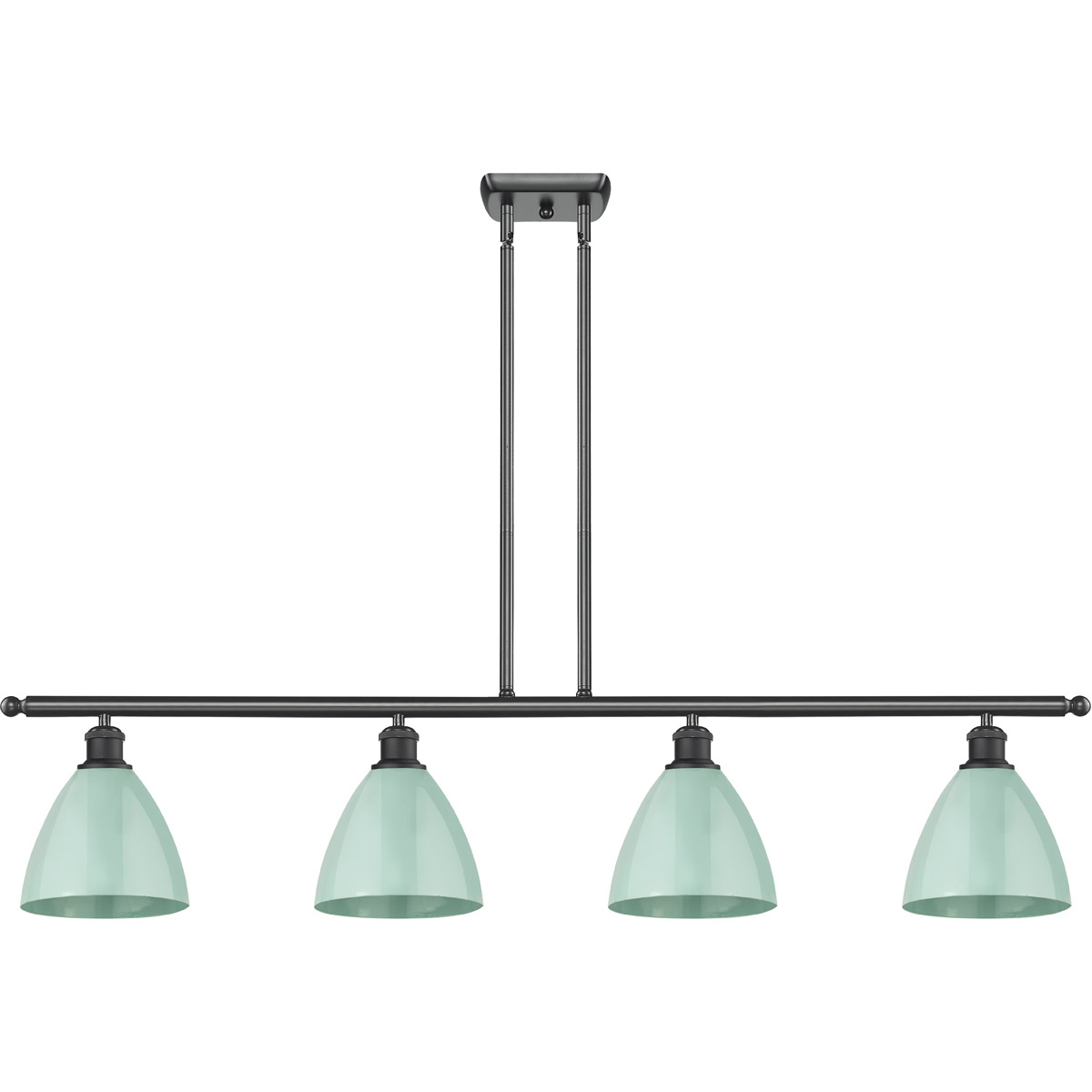 Innovations Lighting 516-4I-BK-MBD-75-SF Ballston Plymouth Dome 4 Light 48 inch Matte Black Island Light Ceiling Light in Matte Seafoam