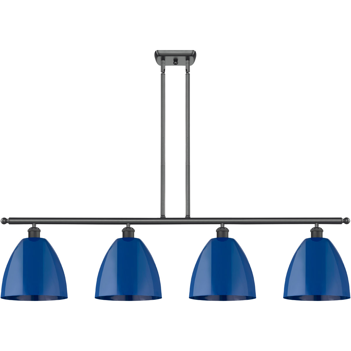 Innovations Lighting 516-4I-BK-MBD-9-BL-LED Ballston Plymouth Dome LED 48 inch Matte Black Island Light Ceiling Light in Matte Blue