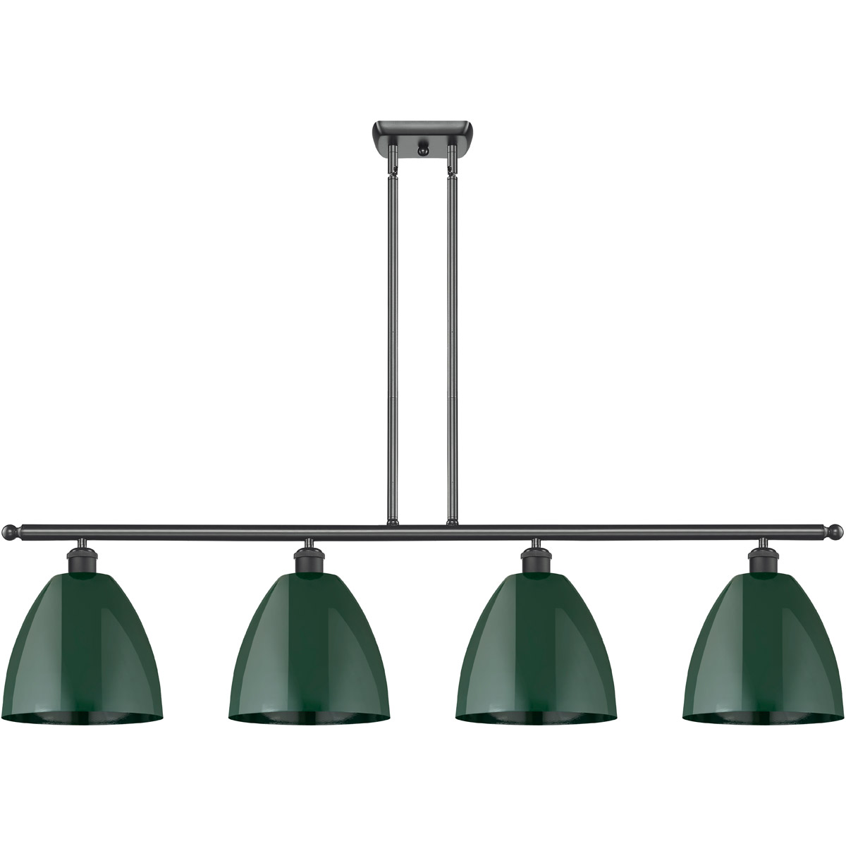Innovations Lighting 516-4I-BK-MBD-9-GR Ballston Plymouth Dome 4 Light 48 inch Matte Black Island Light Ceiling Light in Matte Green
