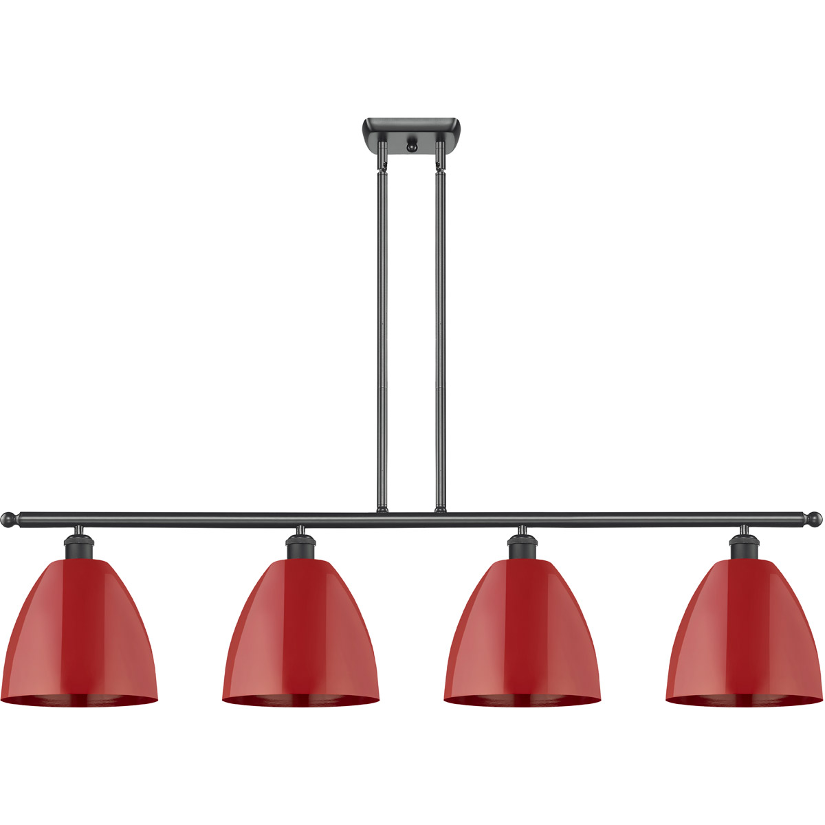 Innovations Lighting 516-4I-BK-MBD-9-RD Ballston Plymouth Dome 4 Light 48 inch Matte Black Island Light Ceiling Light in Matte Red