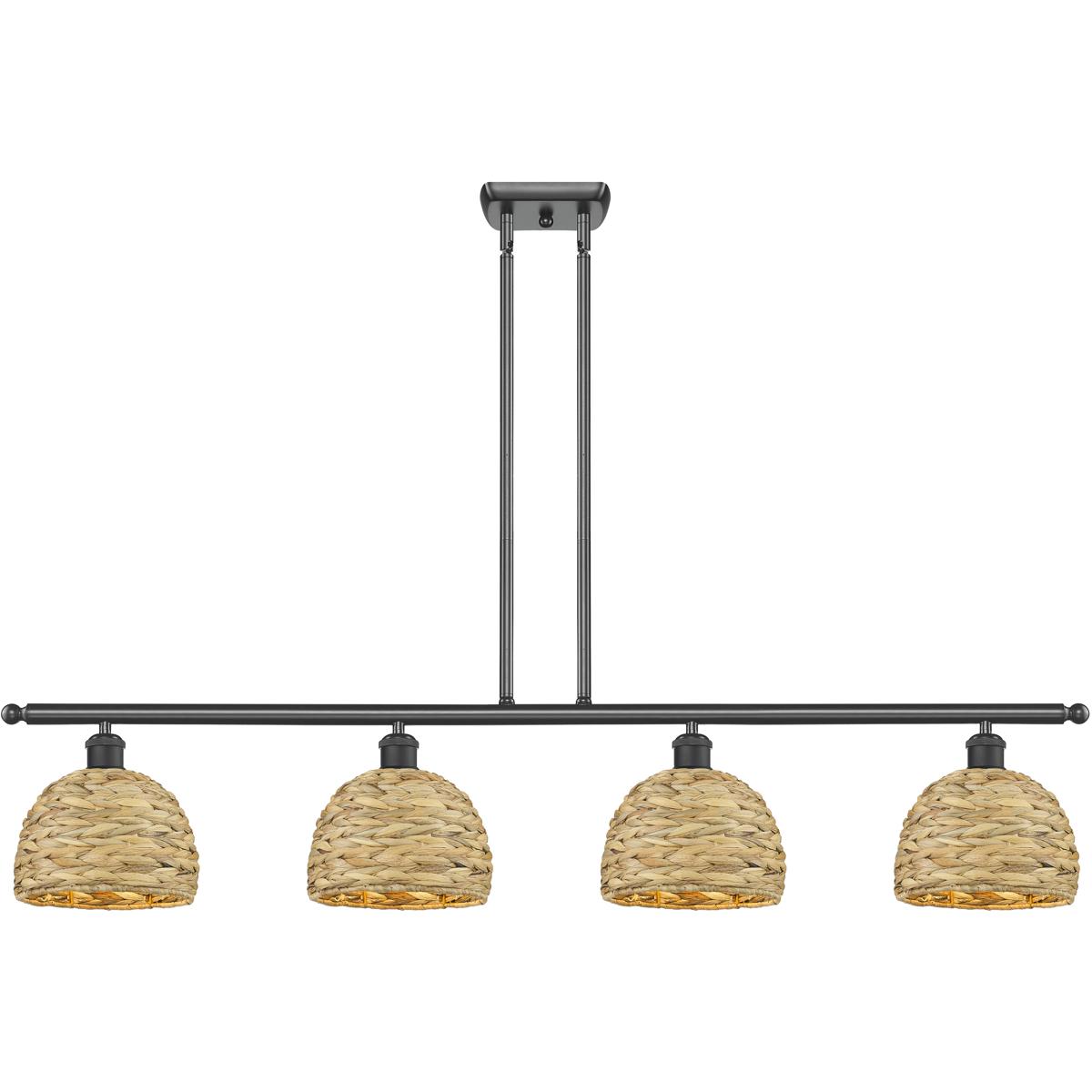 Innovations Lighting 516-4I-BK-RBD-8-NAT Woven Rattan Island Light Ceiling Light in Matte Black