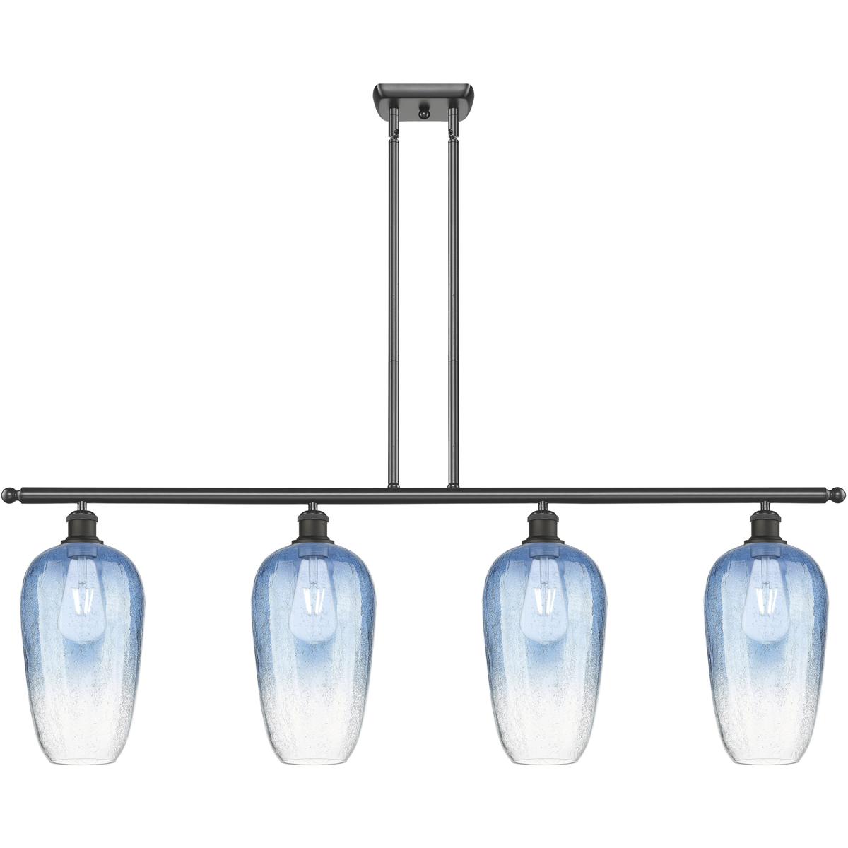 Innovations Lighting 516-4I-OB-G484-7SB Ballston Brookhaven Flute Island Light Ceiling Light in Oil Rubbed Bronze, Sapphire Blue Glass