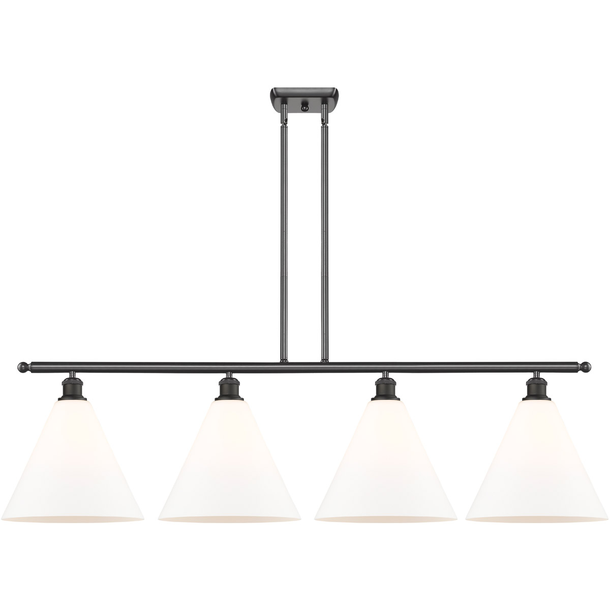 Innovations Lighting 516-4I-OB-GBC-121 Ballston Ballston Cone 4 Light 50 inch Oil Rubbed Bronze Island Light Ceiling Light in Matte White Glass