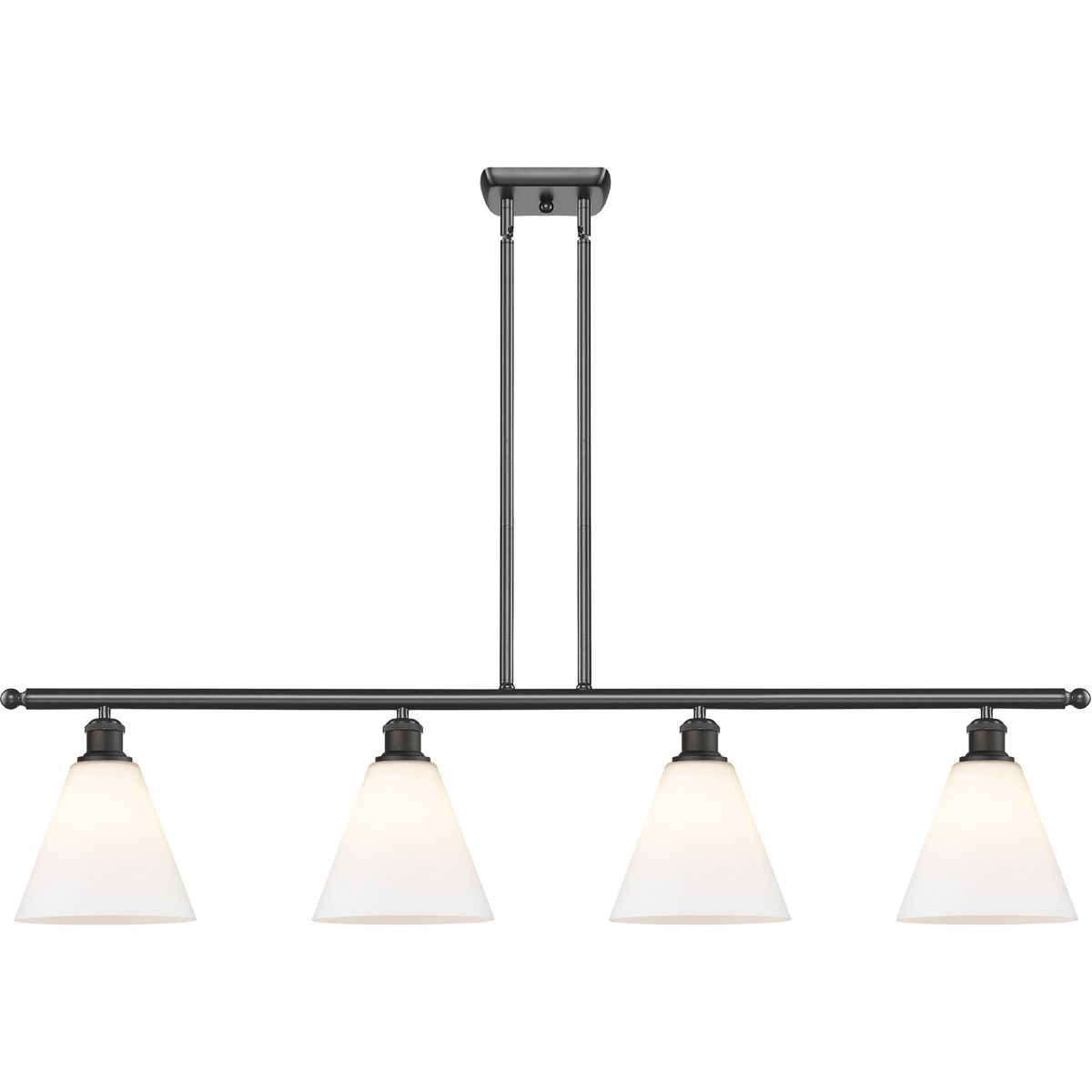 Innovations Lighting 516-4I-OB-GBC-81 Ballston Ballston Cone 4 Light 48 inch Oil Rubbed Bronze Island Light Ceiling Light in Matte White Glass