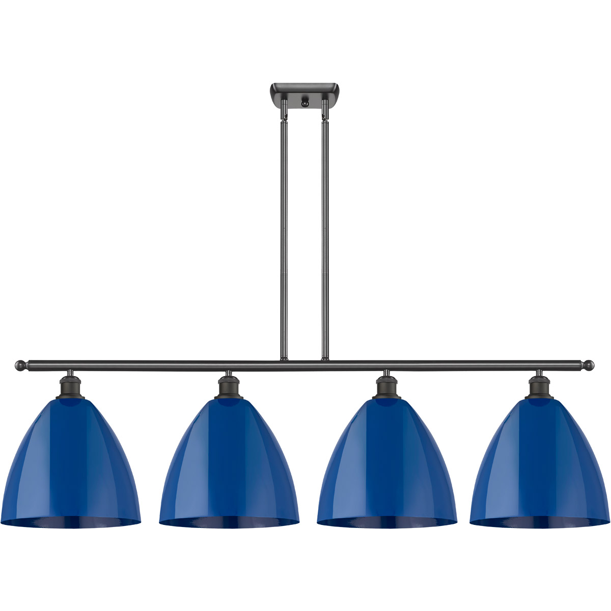 Innovations Lighting 516-4I-OB-MBD-12-BL Ballston Plymouth Dome 4 Light 50 inch Oil Rubbed Bronze Island Light Ceiling Light in Matte Blue