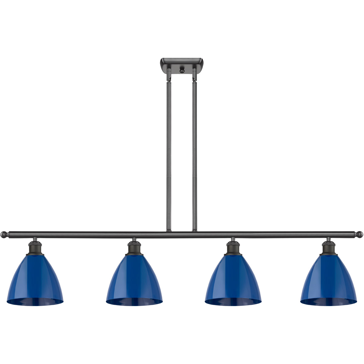 Innovations Lighting 516-4I-OB-MBD-75-BL-LED Ballston Plymouth Dome LED 48 inch Oil Rubbed Bronze Island Light Ceiling Light in Matte Blue