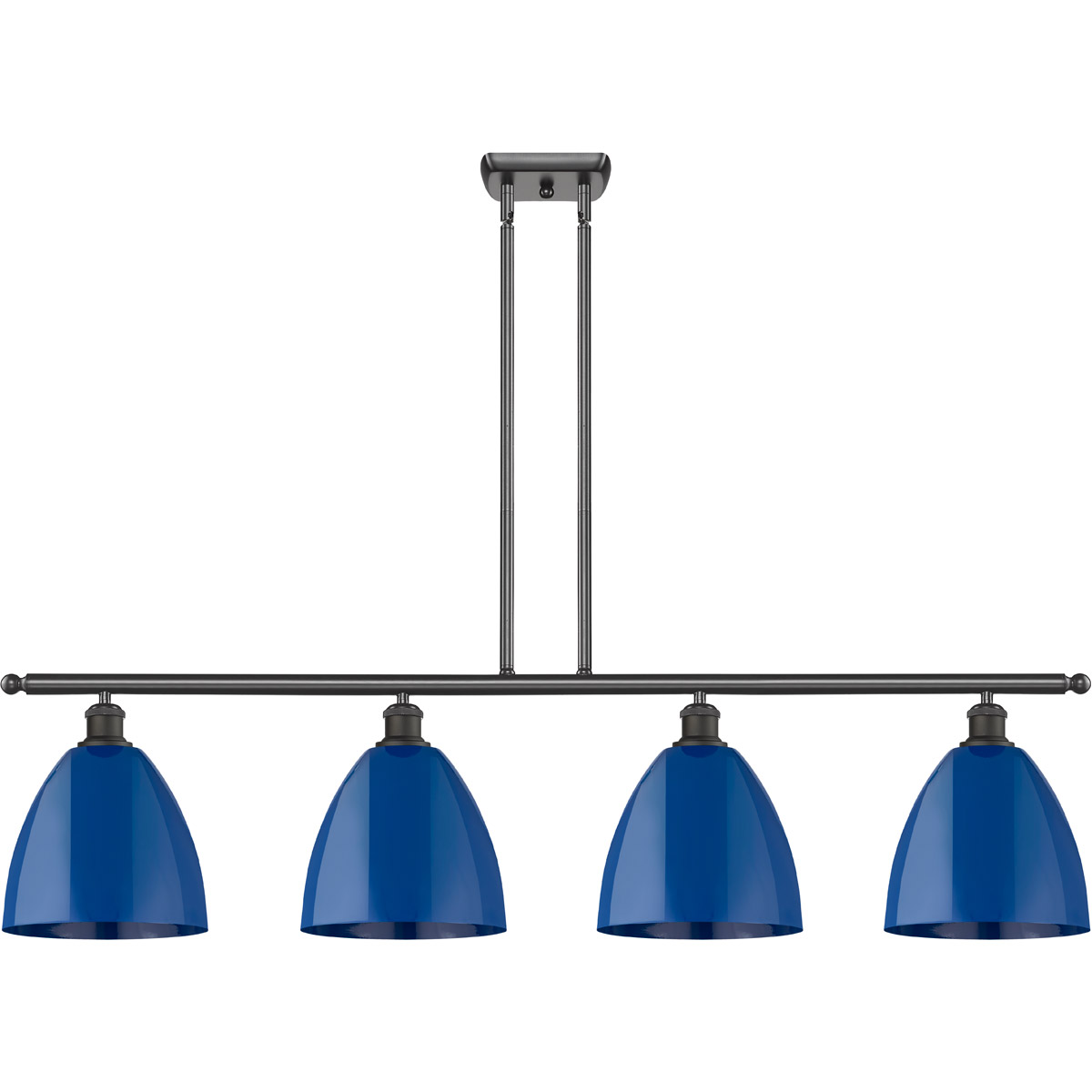 Innovations Lighting 516-4I-OB-MBD-9-BL-LED Ballston Plymouth Dome LED 48 inch Oil Rubbed Bronze Island Light Ceiling Light in Matte Blue