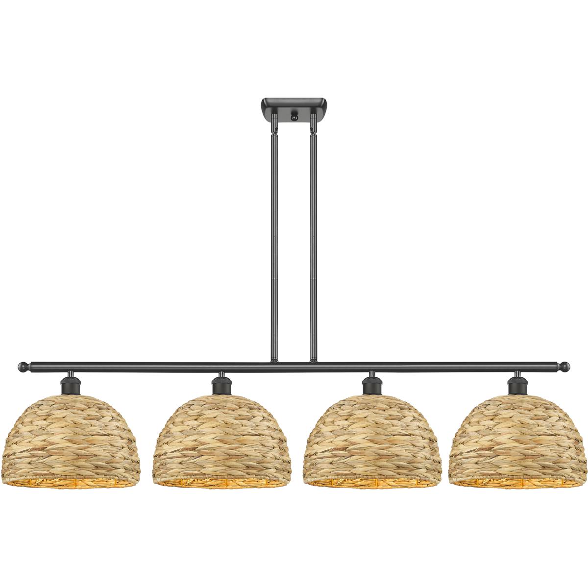 Innovations Lighting 516-4I-OB-RBD-12-NAT Woven Rattan Island Light Ceiling Light in Oil Rubbed Bronze