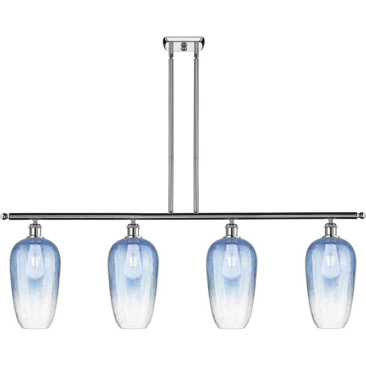 Innovations Lighting 516-4I-PC-G484-7SB Ballston Brookhaven Flute Island Light Ceiling Light in Polished Chrome, Sapphire Blue Glass