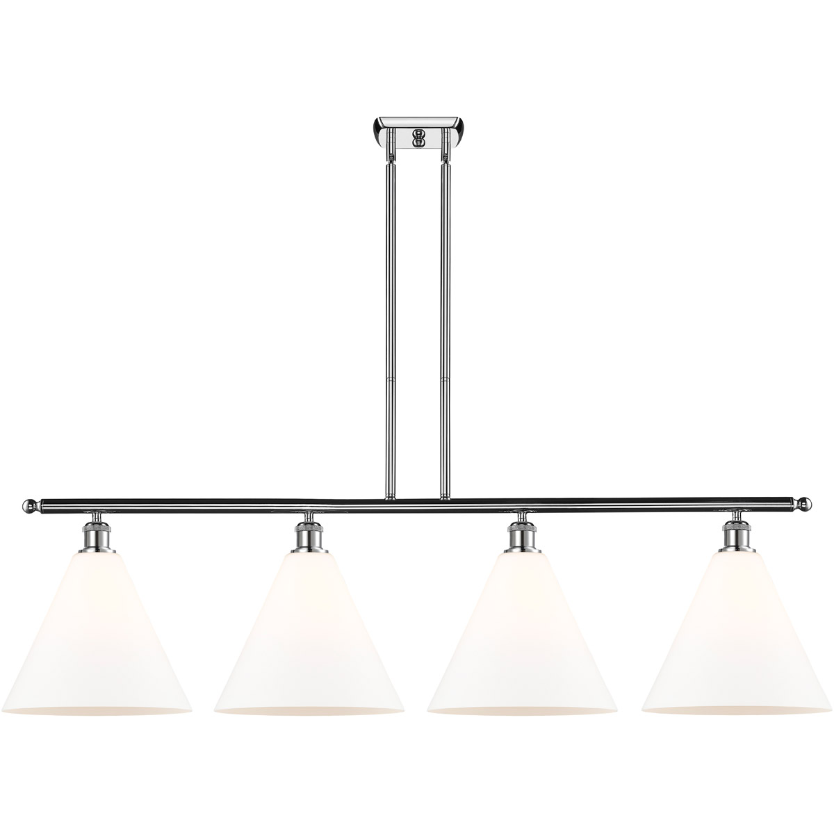 Innovations Lighting 516-4I-PC-GBC-121 Ballston Ballston Cone 4 Light 50 inch Polished Chrome Island Light Ceiling Light in Matte White Glass