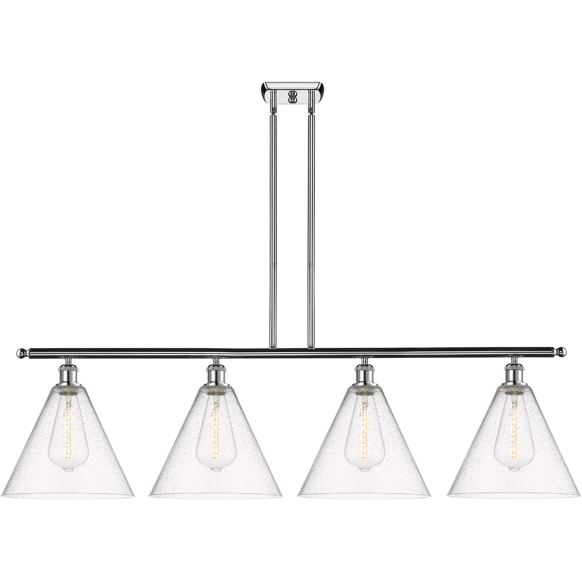 Innovations Lighting 516-4I-PC-GBC-124 Ballston Ballston Cone 4 Light 50 inch Polished Chrome Island Light Ceiling Light in Seedy Glass