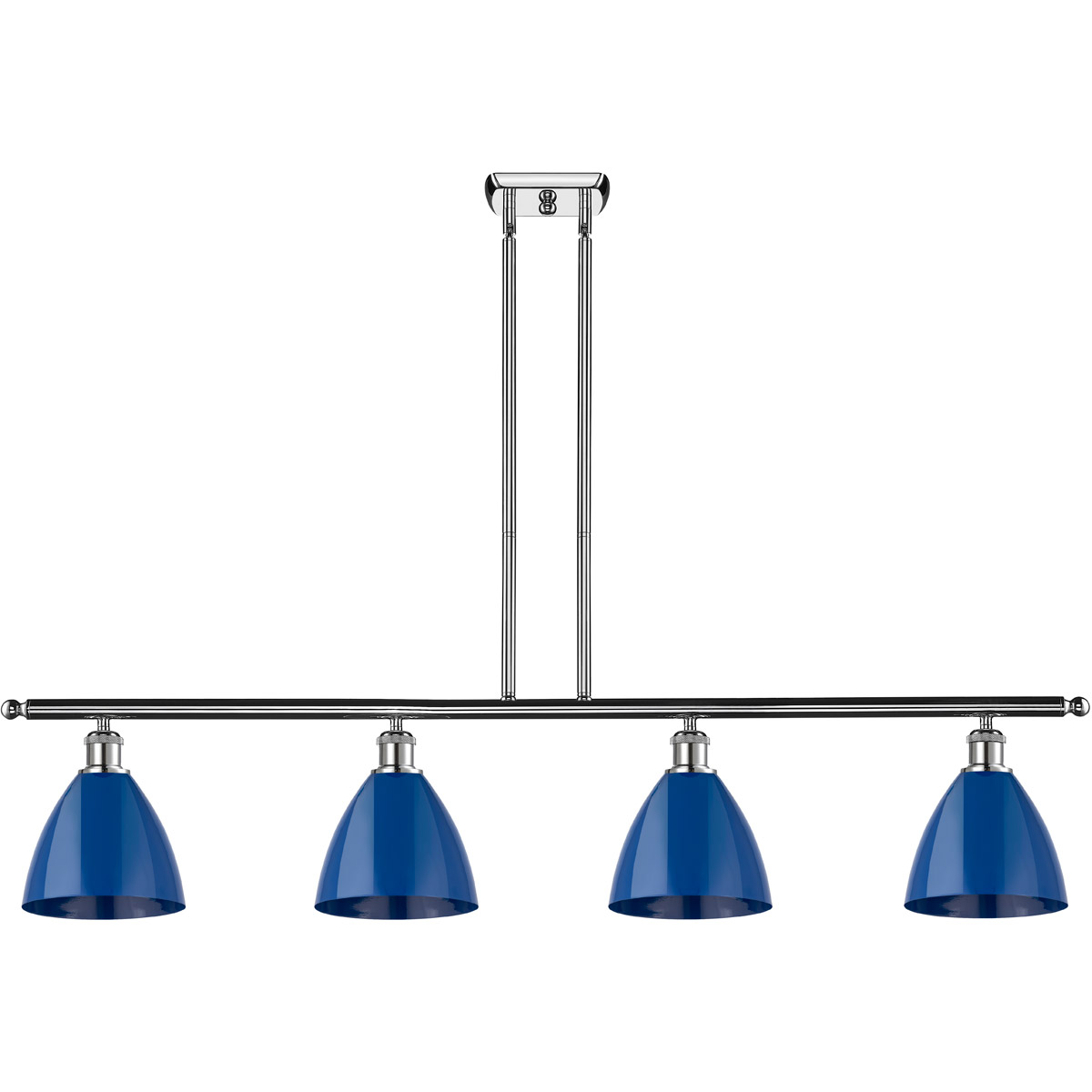 Innovations Lighting 516-4I-PC-MBD-75-BL Ballston Plymouth Dome 4 Light 48 inch Polished Chrome Island Light Ceiling Light in Matte Blue