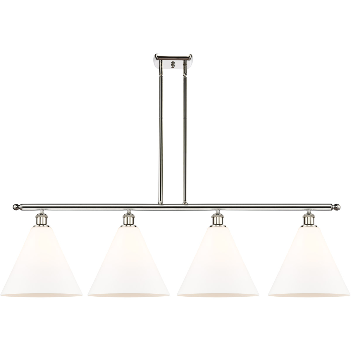 Innovations Lighting 516-4I-PN-GBC-121 Ballston Ballston Cone 4 Light 50 inch Polished Nickel Island Light Ceiling Light in Matte White Glass