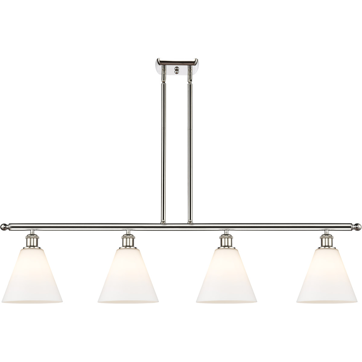 Innovations Lighting 516-4I-PN-GBC-81 Ballston Ballston Cone 4 Light 48 inch Polished Nickel Island Light Ceiling Light in Matte White Glass