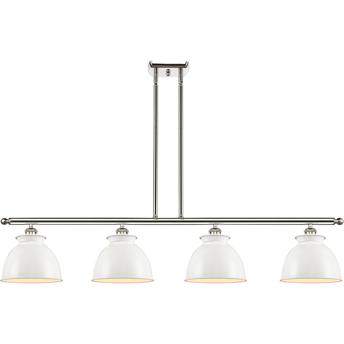 Innovations Lighting 516-4I-BK-M14-W Ballston Adirondack 4 Light 48 inch Matte Black Island Light Ceiling Light in Incandescent, Glossy White, Ballsto