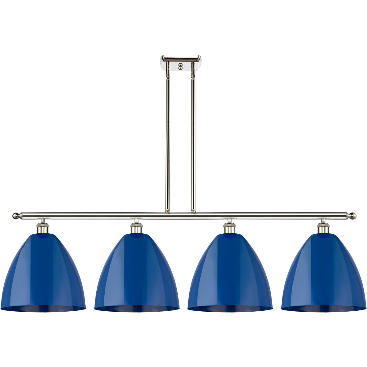 Innovations Lighting 516-4I-PN-MBD-12-BL Ballston Plymouth Dome 4 Light 50 inch Polished Nickel Island Light Ceiling Light in Matte Blue