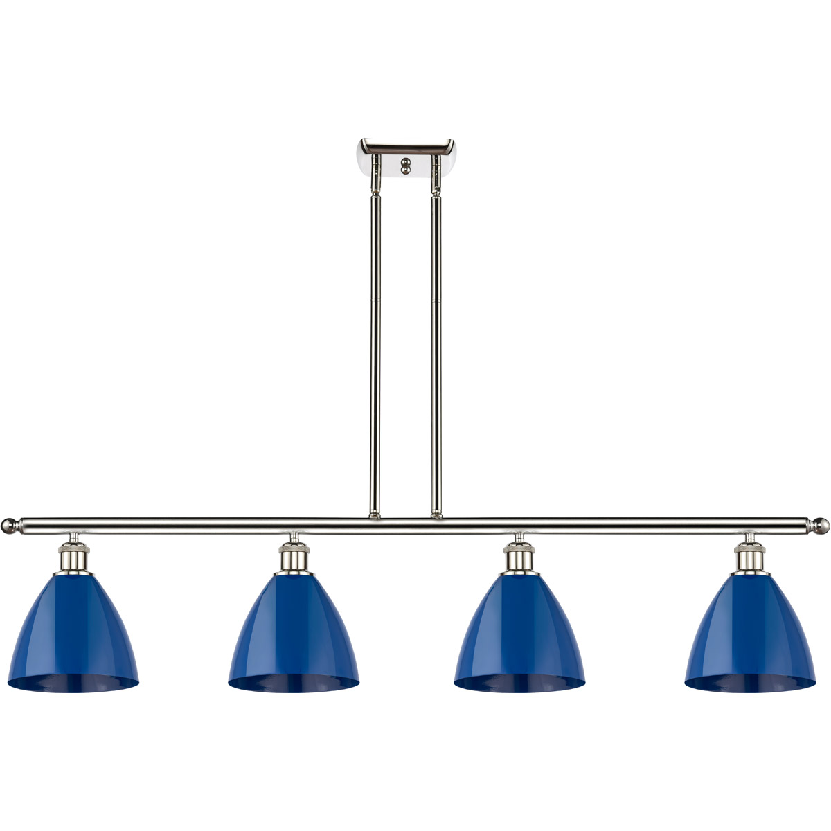 Innovations Lighting 516-4I-PN-MBD-75-BL Ballston Plymouth Dome 4 Light 48 inch Polished Nickel Island Light Ceiling Light in Matte Blue