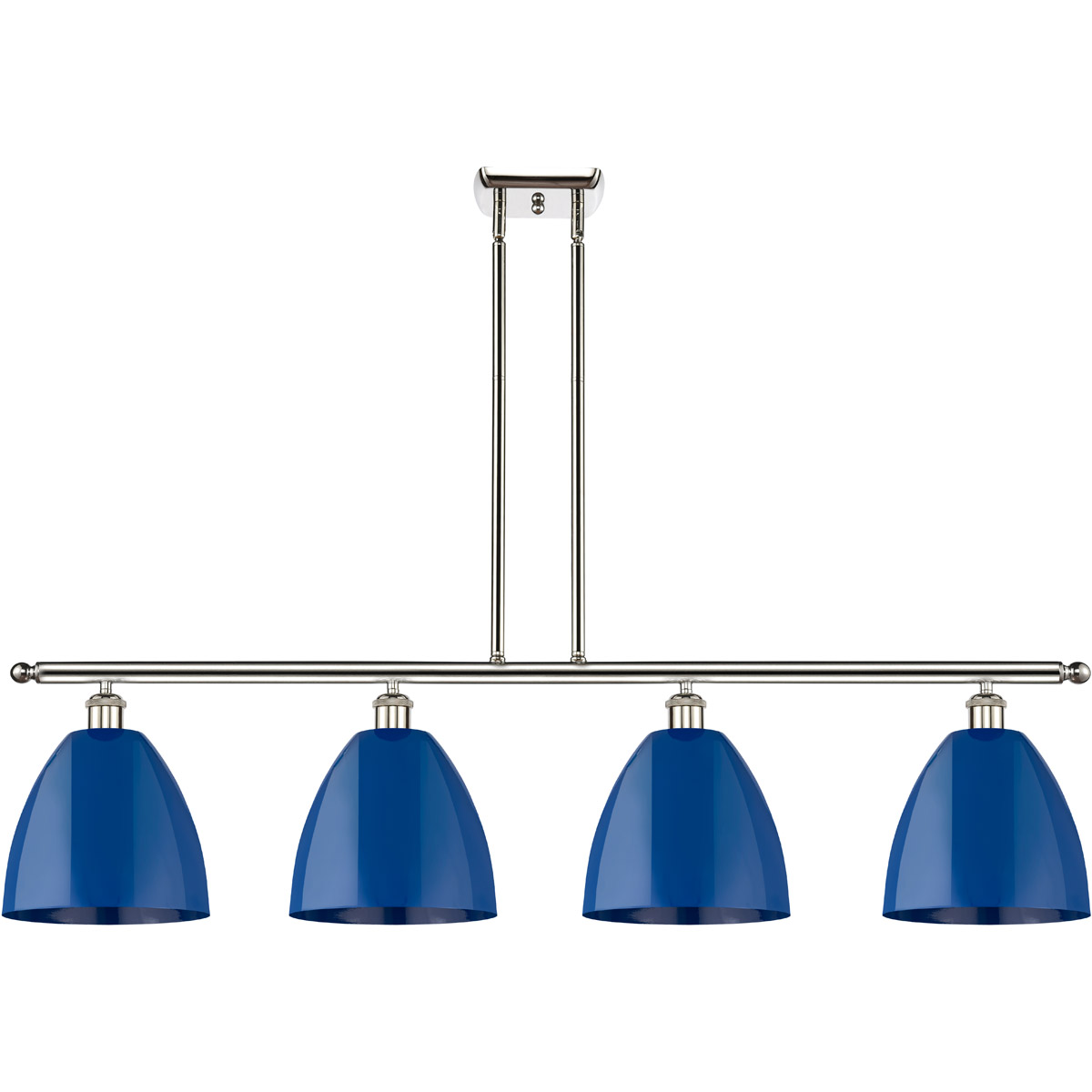 Innovations Lighting 516-4I-PN-MBD-9-BL-LED Ballston Plymouth Dome LED 48 inch Polished Nickel Island Light Ceiling Light in Matte Blue