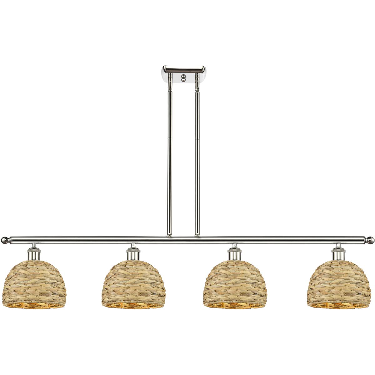 Innovations Lighting Bruno Marashlian Woven Rattan 48 Inch Linear Suspension Light Woven Rattan - 516-4I-PN-RBD-8-NAT - Farmhouse