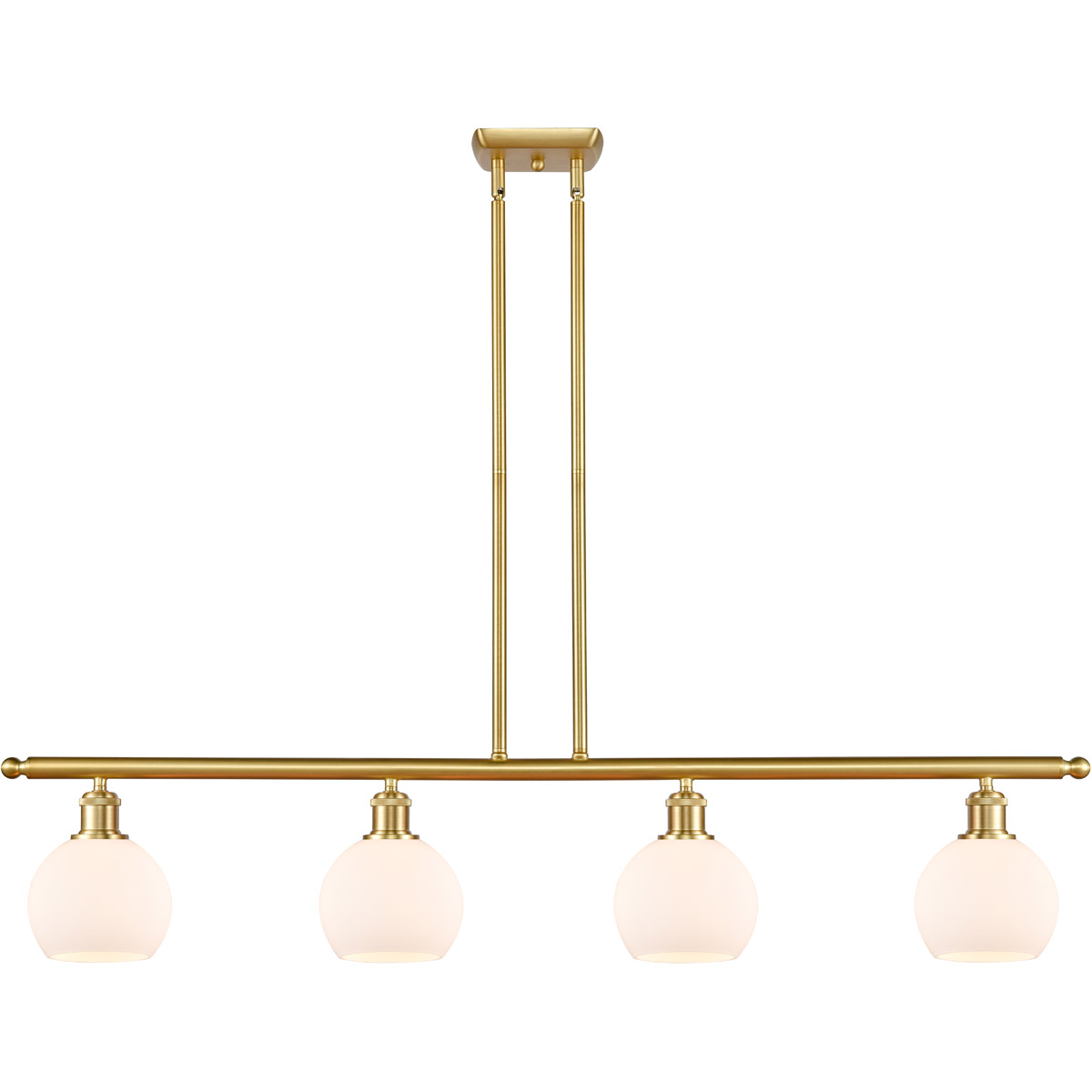 Innovations Lighting 516-4I-SG-G121-6 Ballston Athens 4 Light 48 inch Satin Gold Island Light Ceiling Light in Matte White Glass