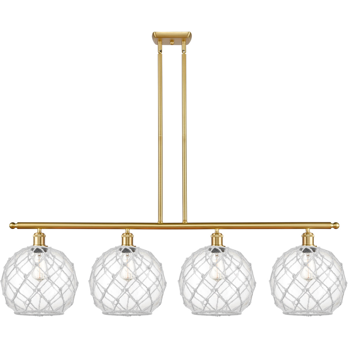 Innovations Lighting 516-4I-SG-G122-10RW-LED Ballston Large Farmhouse Rope LED 48 inch Satin Gold Island Light Ceiling Light in Clear Glass with White
