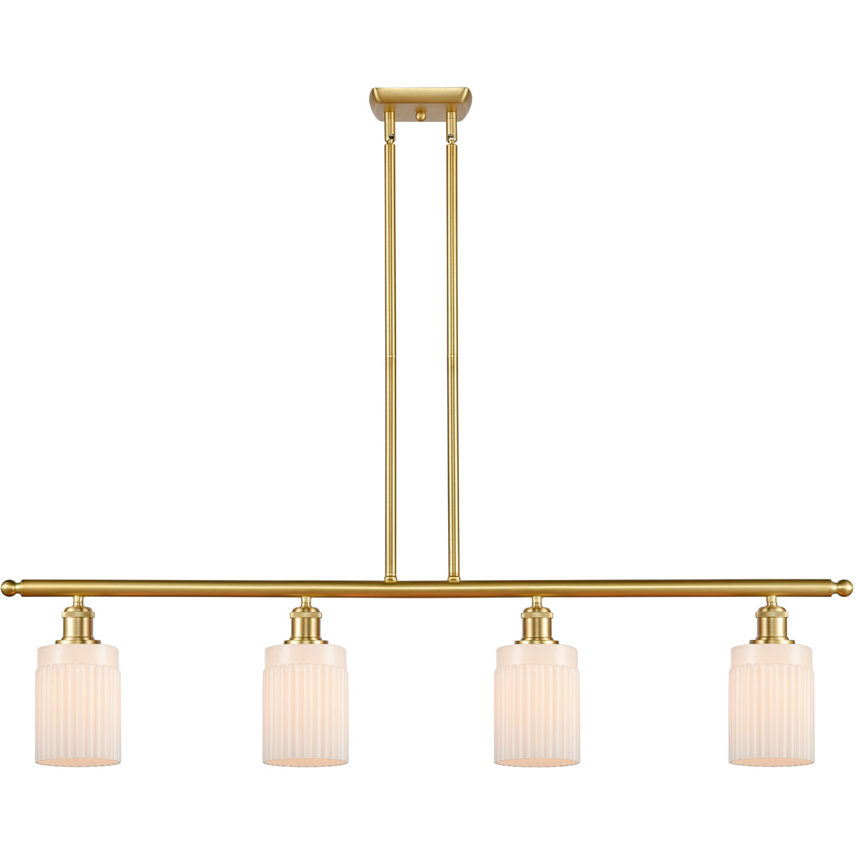 Innovations Lighting 516-4I-SG-G341 Ballston Hadley 4 Light 48 inch Satin Gold Island Light Ceiling Light in Matte White Glass, Ballston