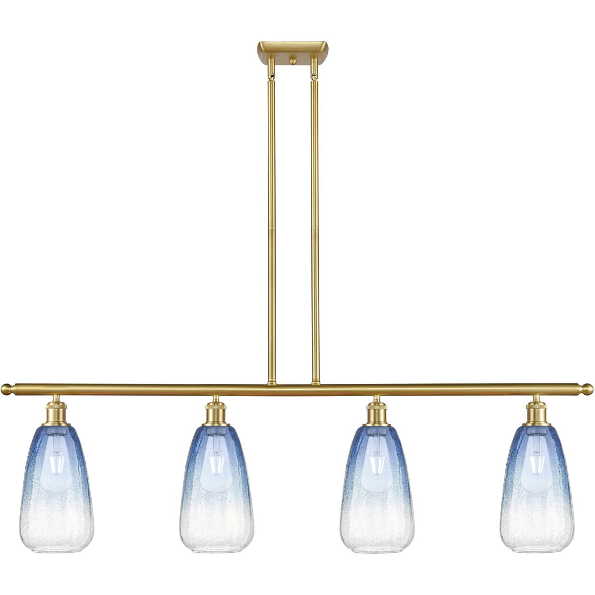 Innovations Lighting 516-4I-SG-G480-6SB Ballston Brookhaven Almond Island Light Ceiling Light in Satin Gold, Sapphire Blue Glass