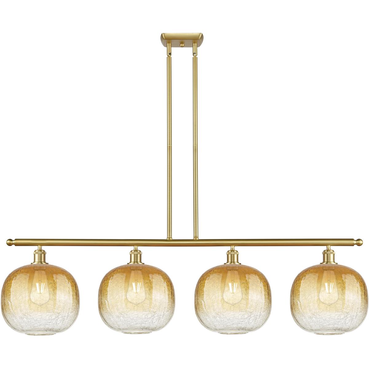 Innovations Lighting 516-4I-SG-G481-10AM Ballston Brookhaven Sphere Island Light Ceiling Light in Satin Gold, Amber Glass