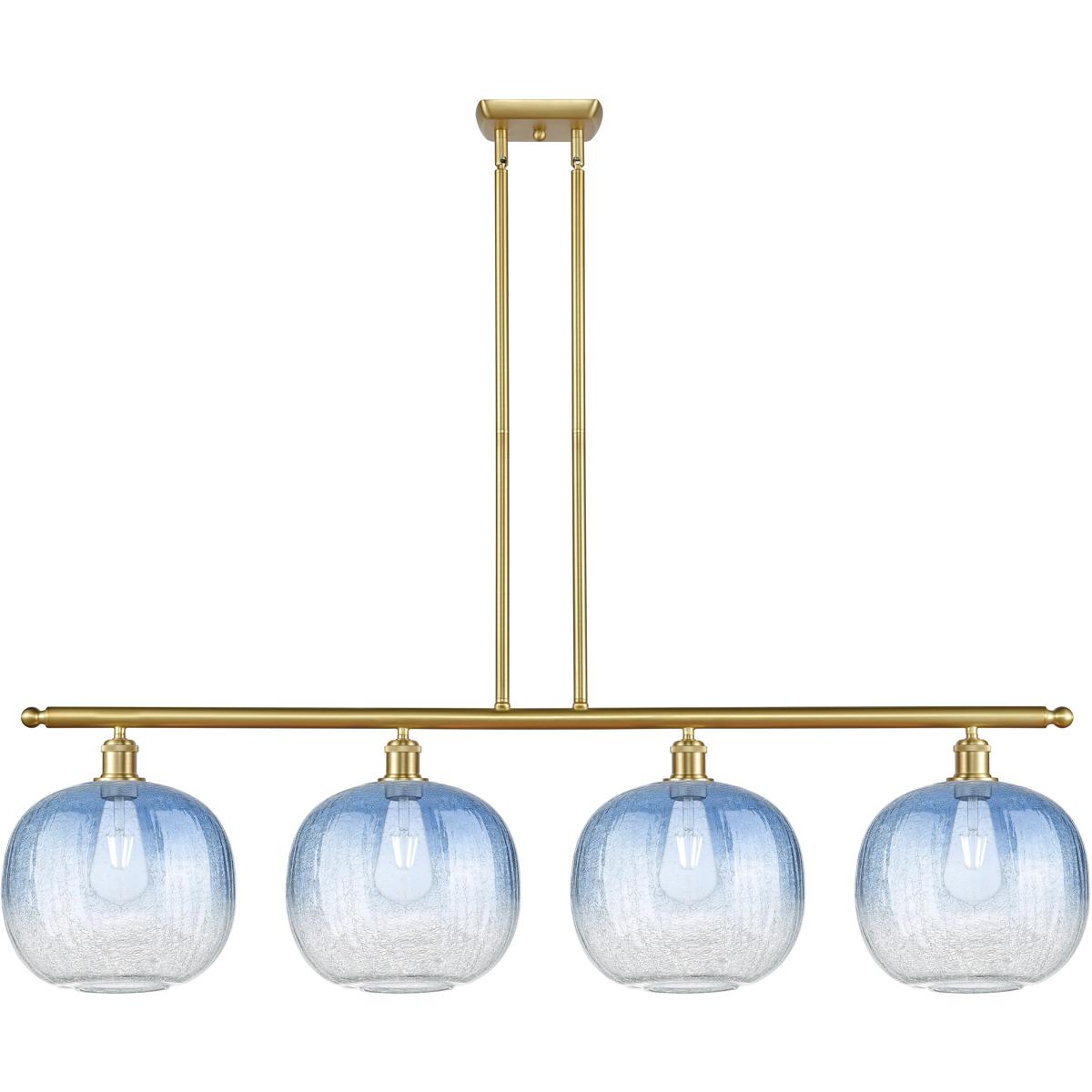 Innovations Lighting 516-4I-SG-G481-10SB Ballston Brookhaven Sphere Island Light Ceiling Light in Satin Gold, Sapphire Blue Glass