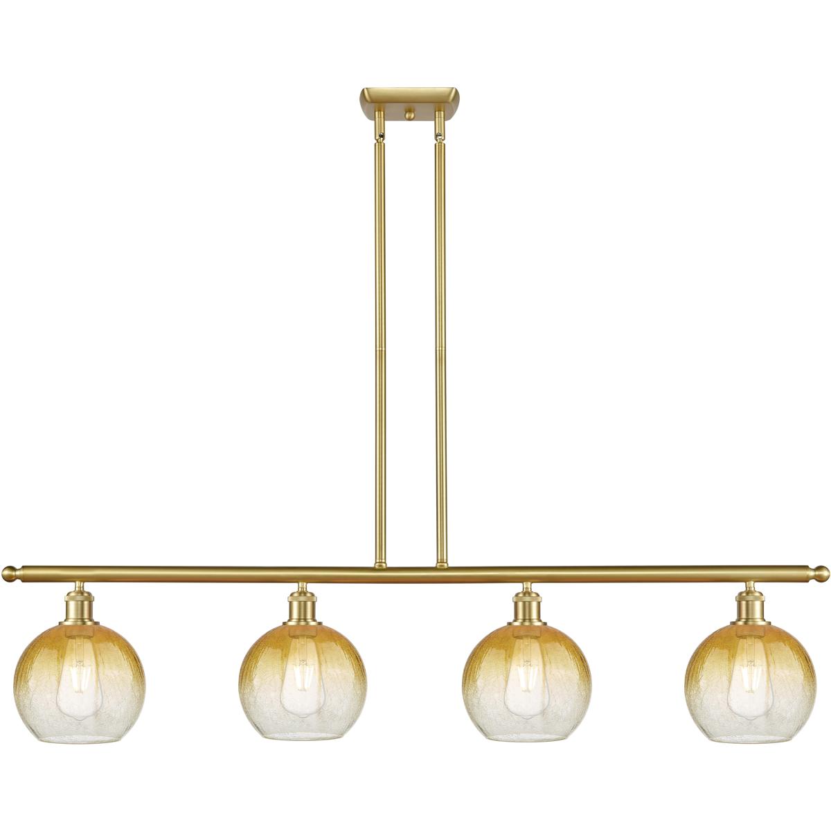 Innovations Lighting 516-4I-SG-G483-8AM Ballston Brookhaven Globe Island Light Ceiling Light in Satin Gold, Amber Glass