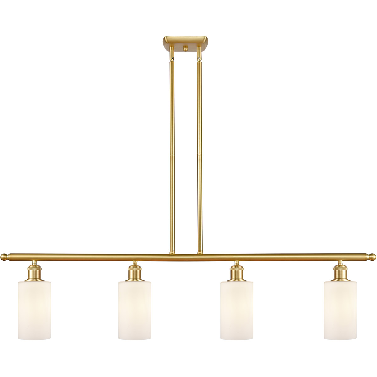 Innovations Lighting 516-4I-SG-G801 Ballston Clymer 4 Light 48 inch Satin Gold Island Light Ceiling Light in Matte White Glass, Ballston