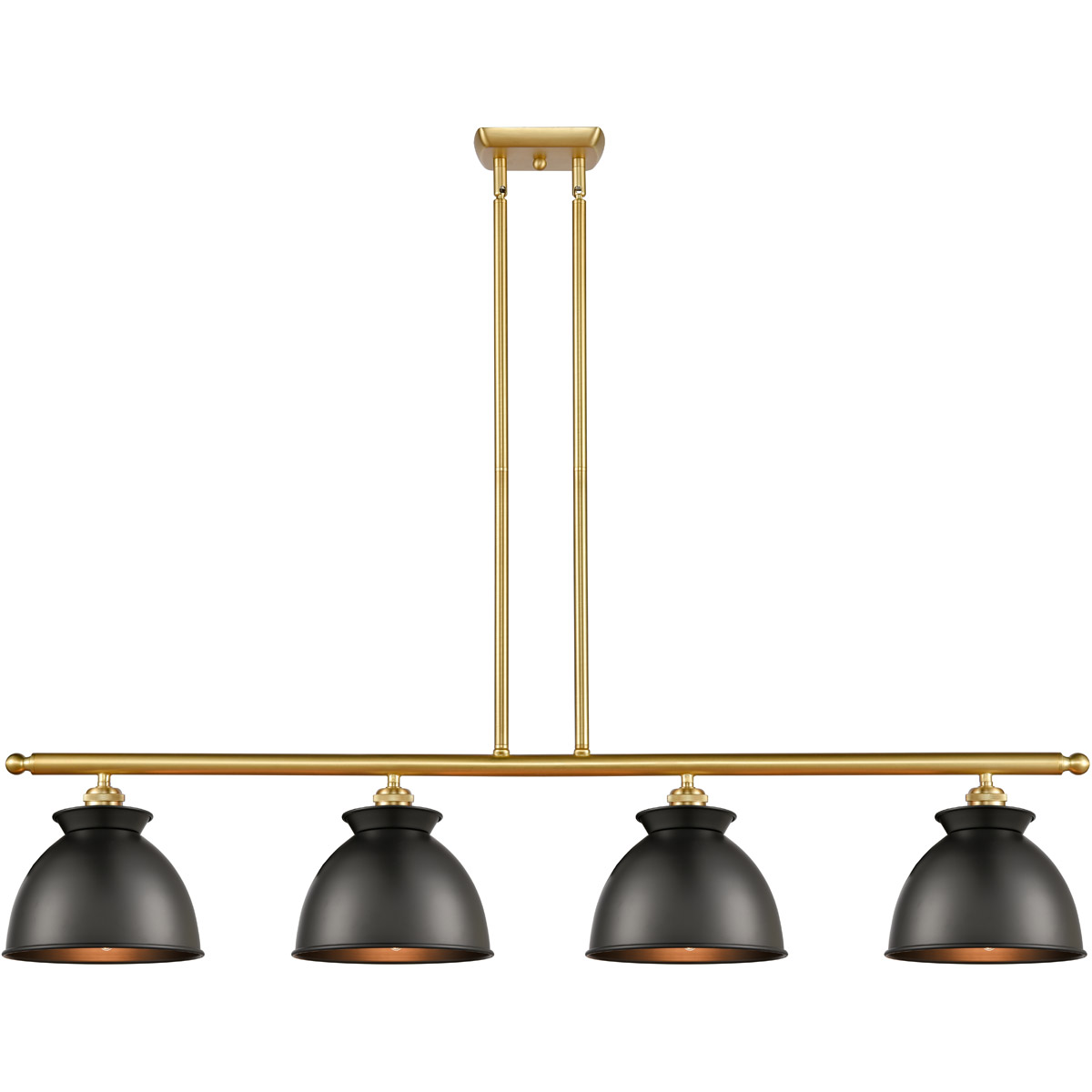 Innovations Lighting 516-4I-SG-M14-BK Ballston Adirondack 4 Light 48 inch Satin Gold Island Light Ceiling Light in Incandescent, Matte Black, Ballston
