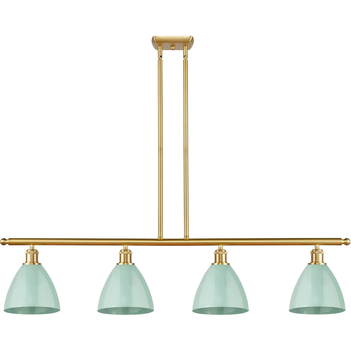 Innovations Lighting 516-4I-SG-MBD-75-SF Ballston Plymouth Dome 4 Light 48 inch Satin Gold Island Light Ceiling Light in Matte Seafoam